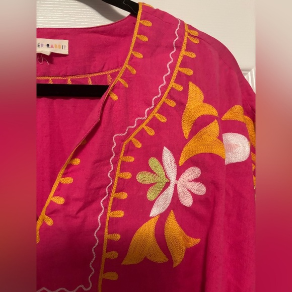 Roller Rabbit Embroidered Caftan Dress Small Boho Resort Wear, Beach Cover Up - Picture 13 of 14